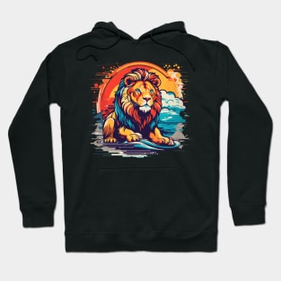 Beautiful Color Splash Lion Design Hoodie